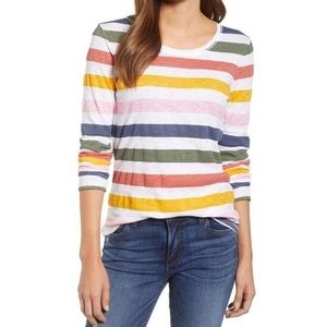 4/$20 Caslon multi color striped tee, size small